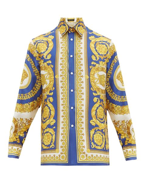 white and gold versace silk shirt|men's vintage Versace silk shirts.